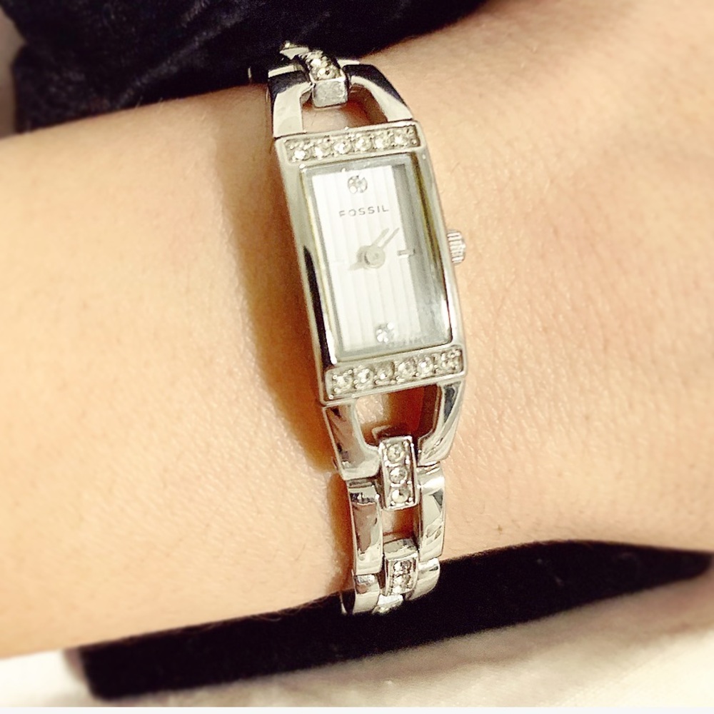 Silver fossil watch.